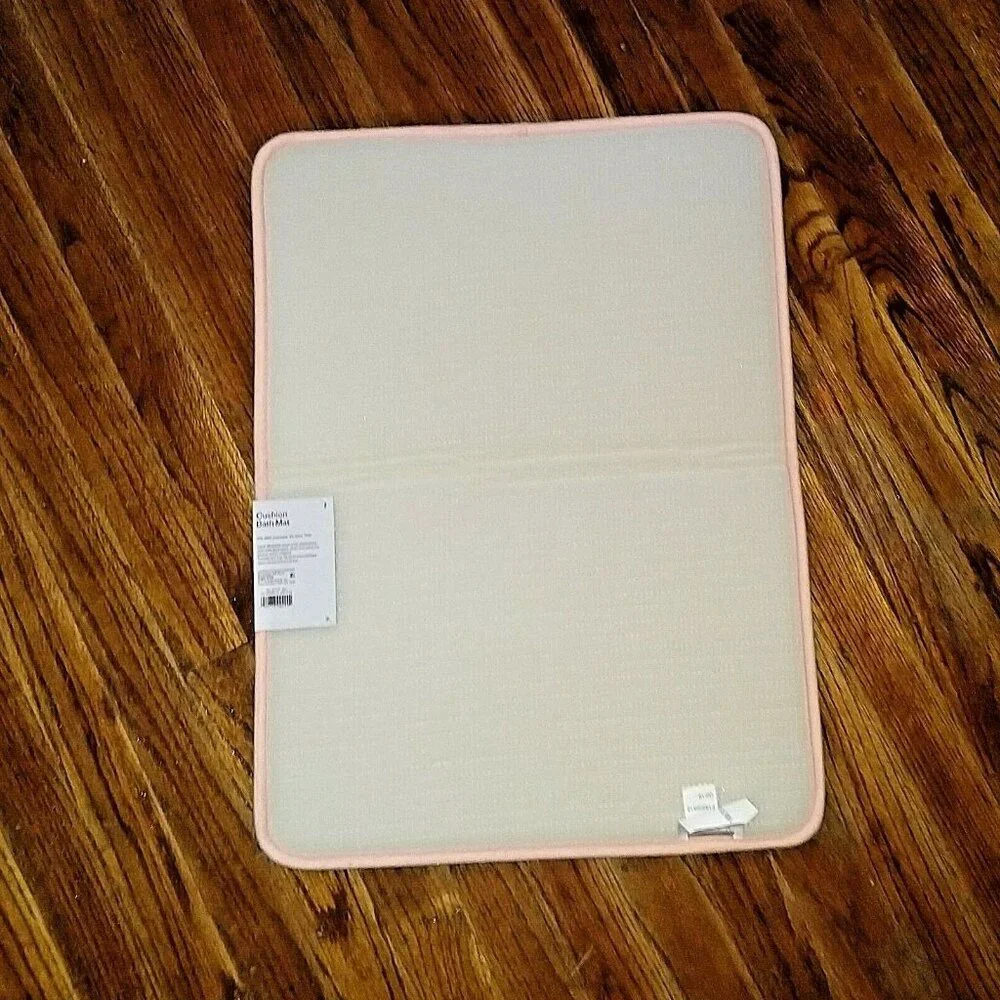 Room Essentials Cushion Bath Mat 17 x 23 Pink Rose Gold Foil Non Skid Ba…